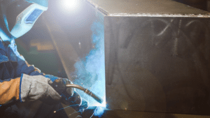 welder working on building