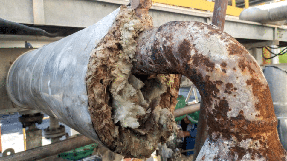 industrial pipes with corrosion under insulation
